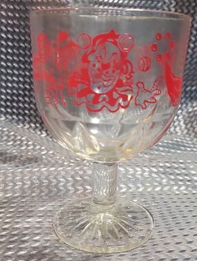 Vintage Red Circus Stemmed Glass Goblet - Unbranded